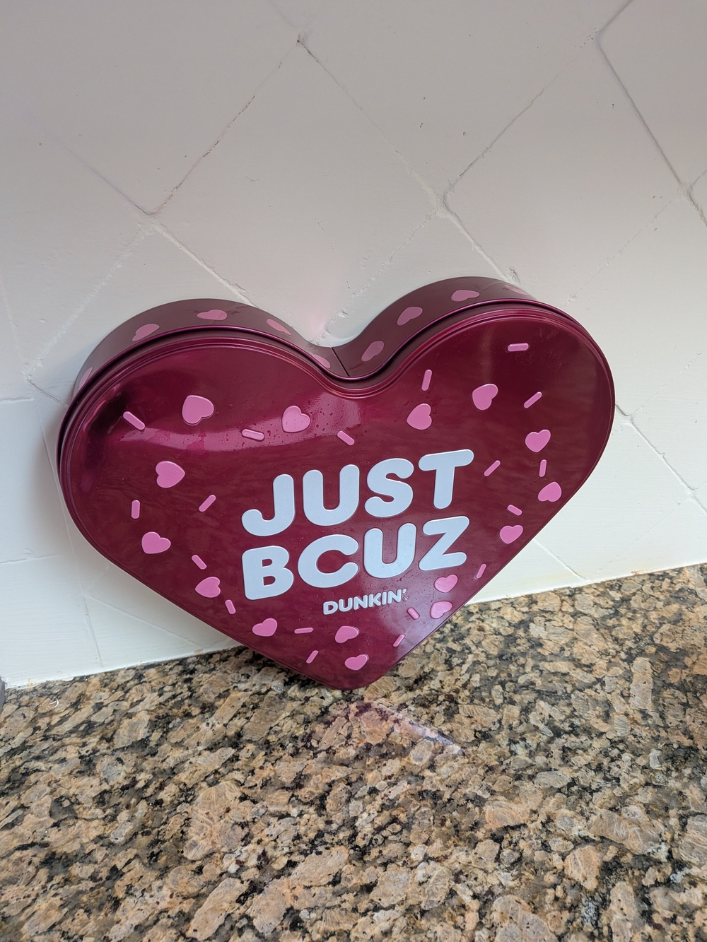 Dunkin' Heart Tin - Special Edition Pink Confetti Design
